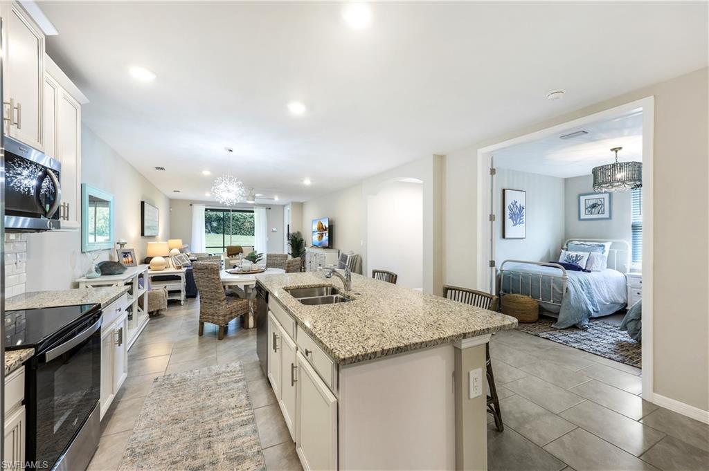 a kitchen with lots of counter top space