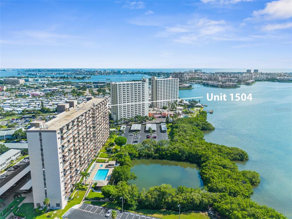 a view of a city and ocean