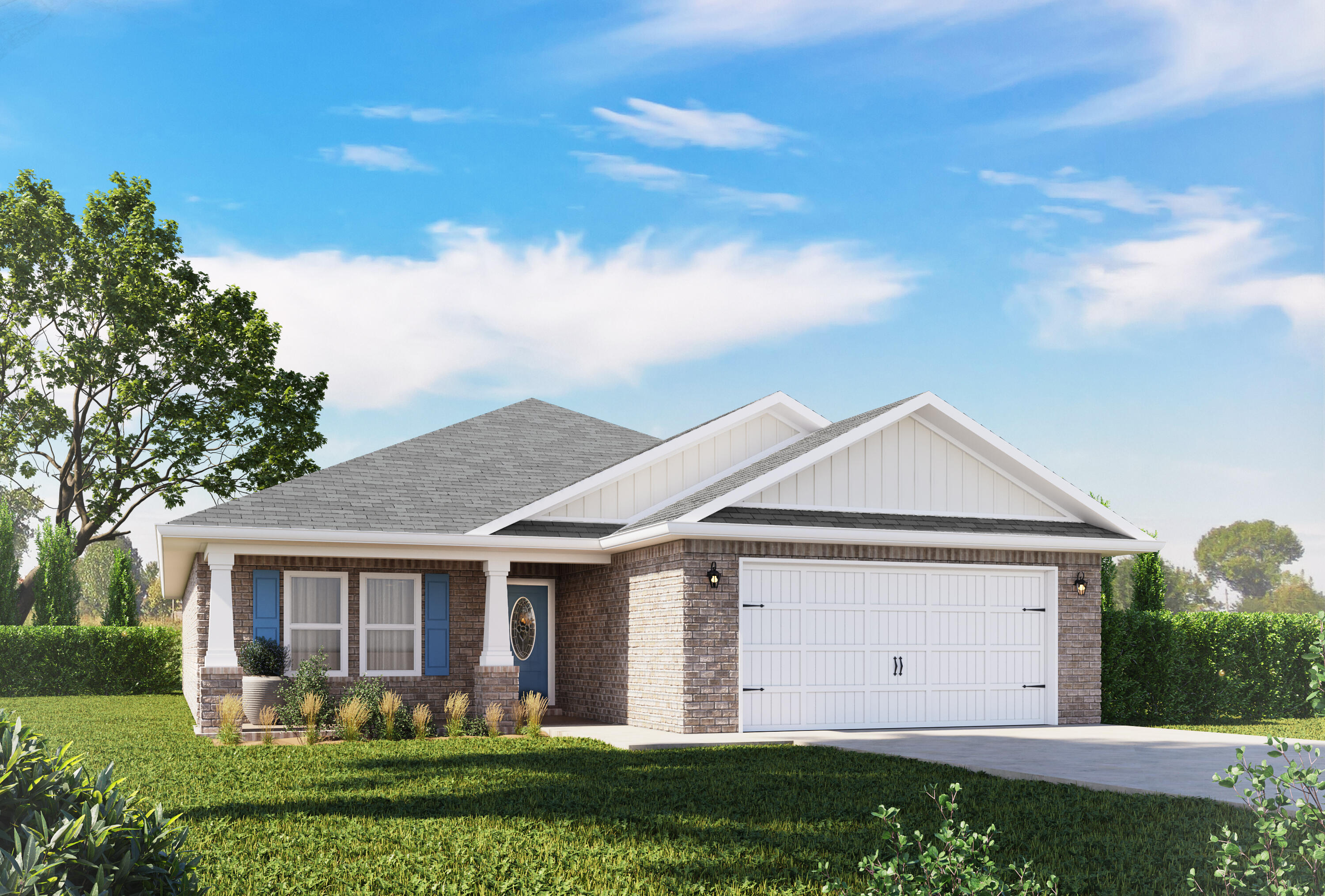 front view of a house with a yard