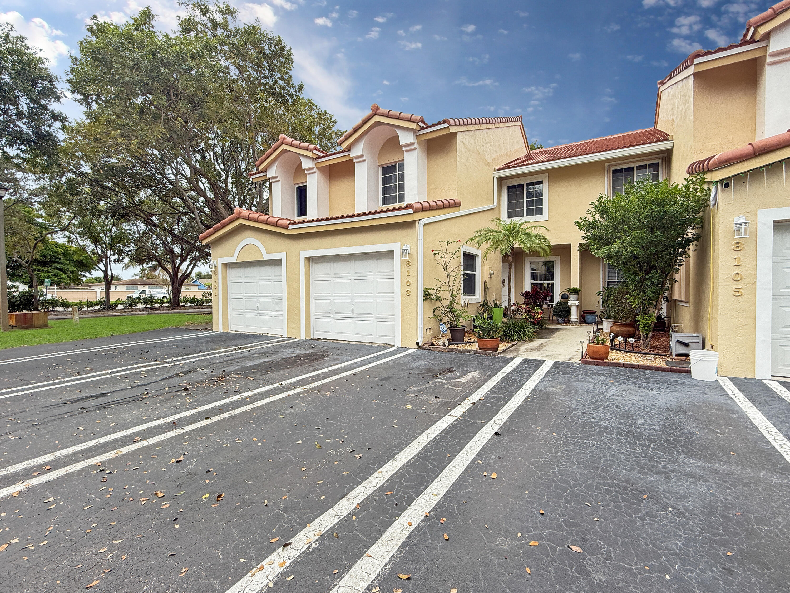 front view of a house with a street