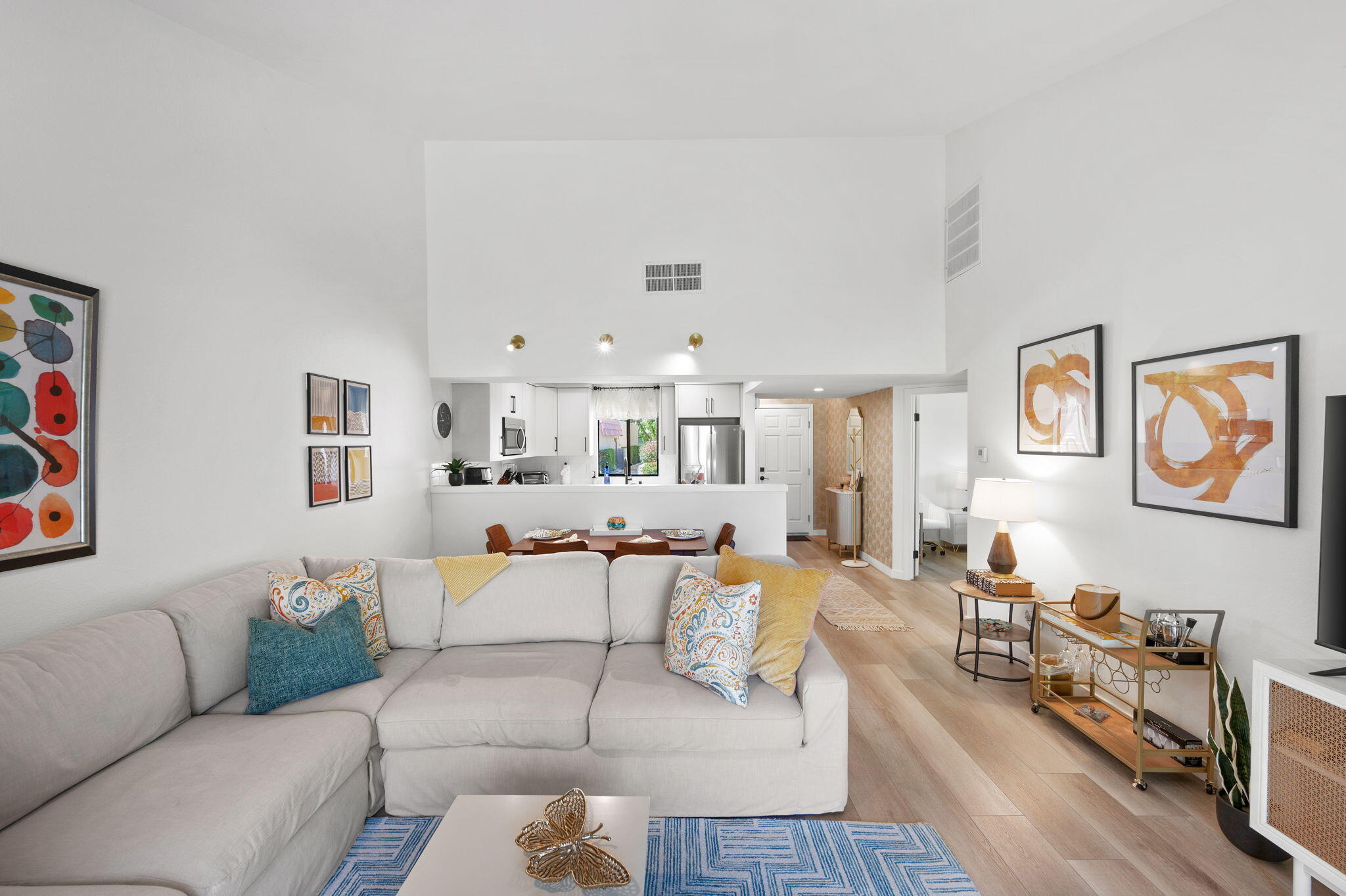 a living room with furniture and a couch