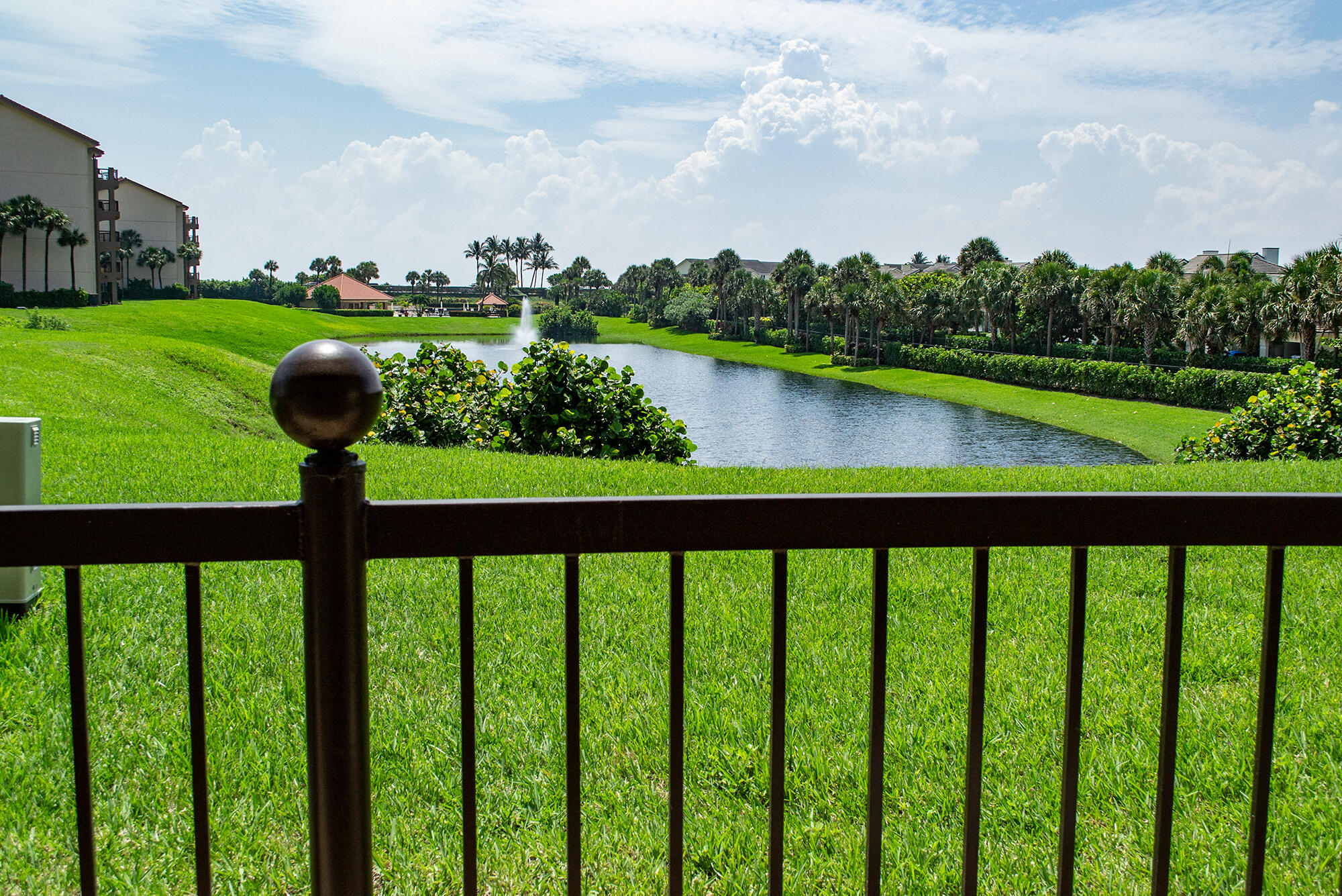 a view of a swimming pool and lake view