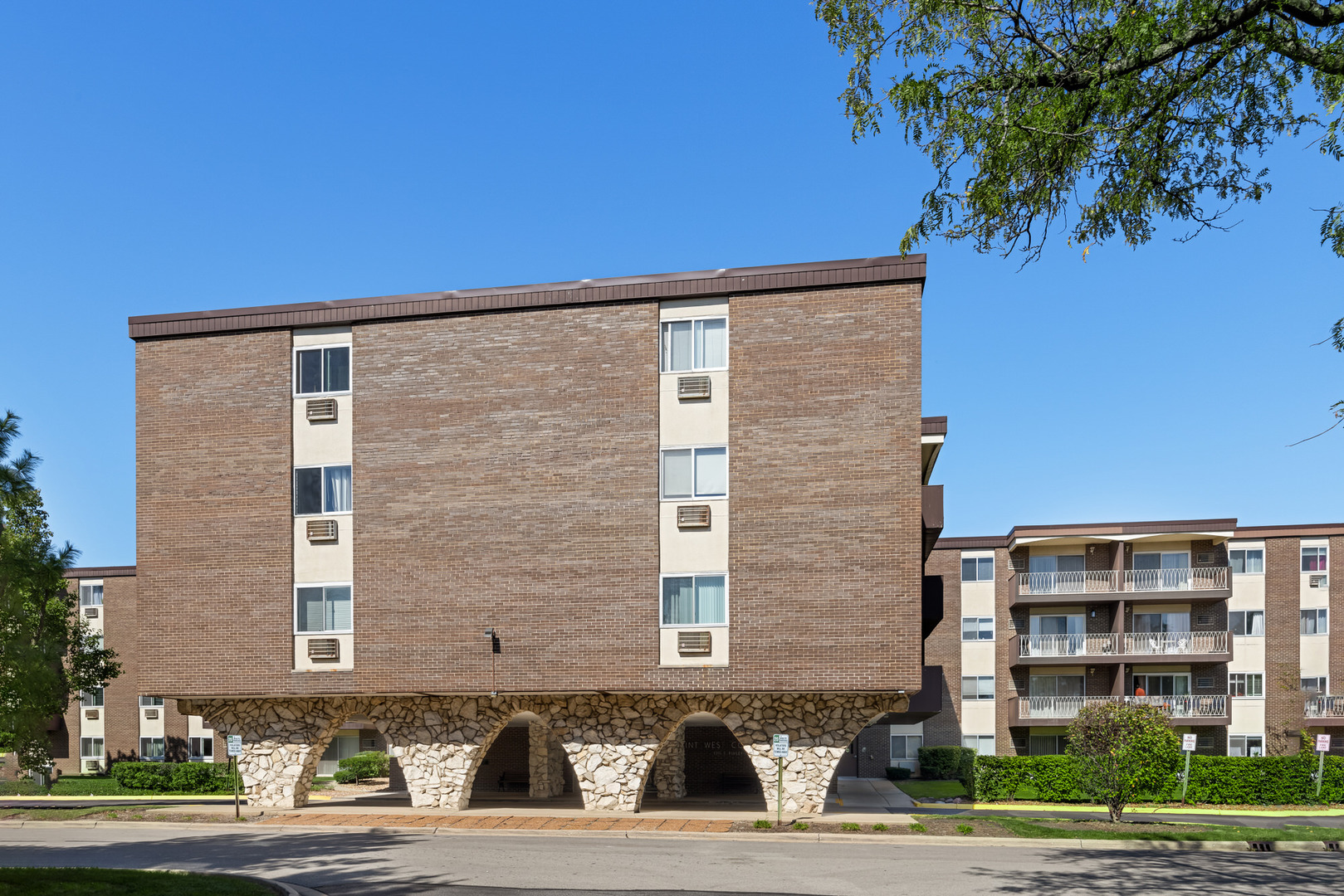 a front view of a building