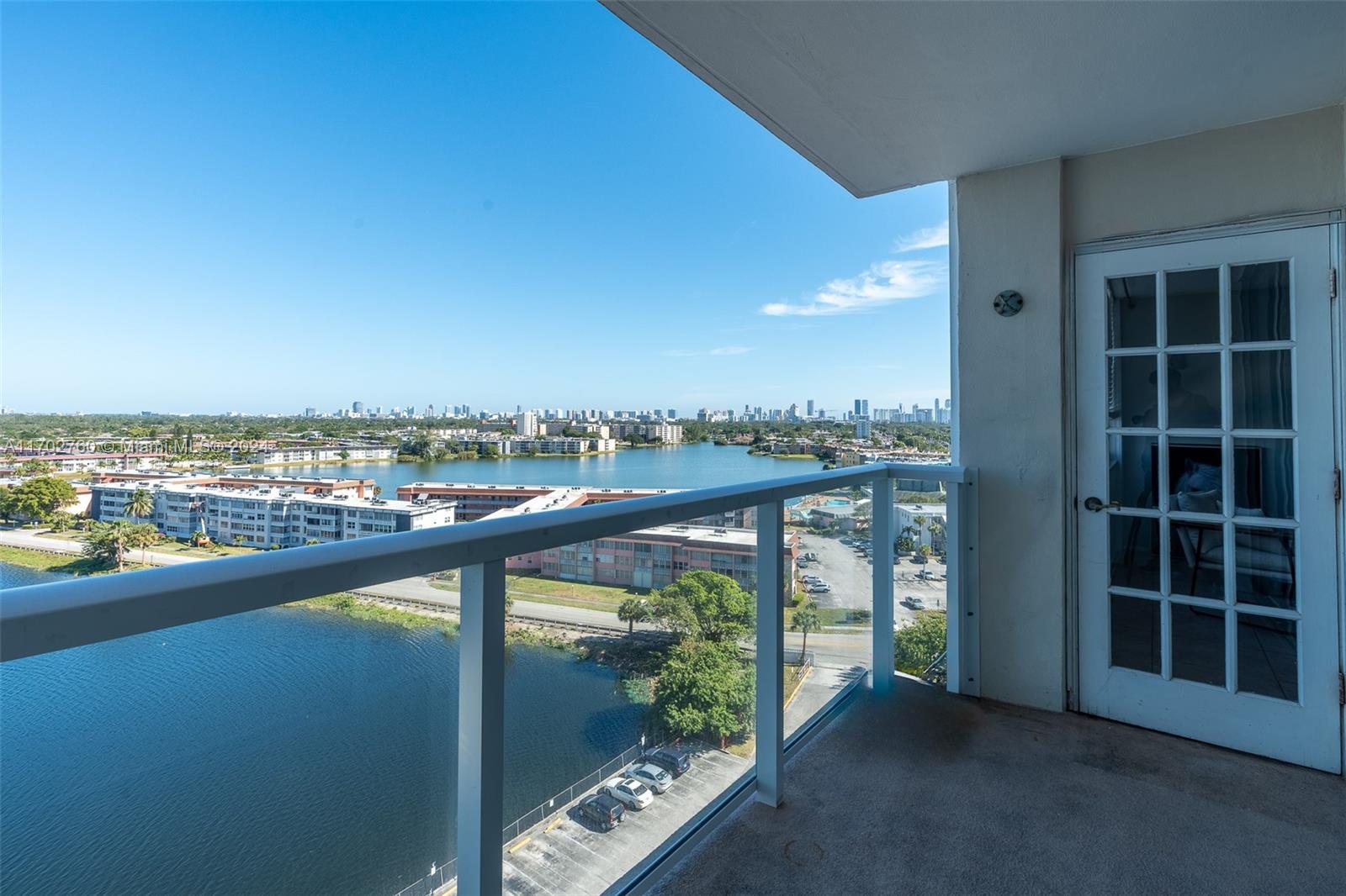 a view of a balcony with an ocean view