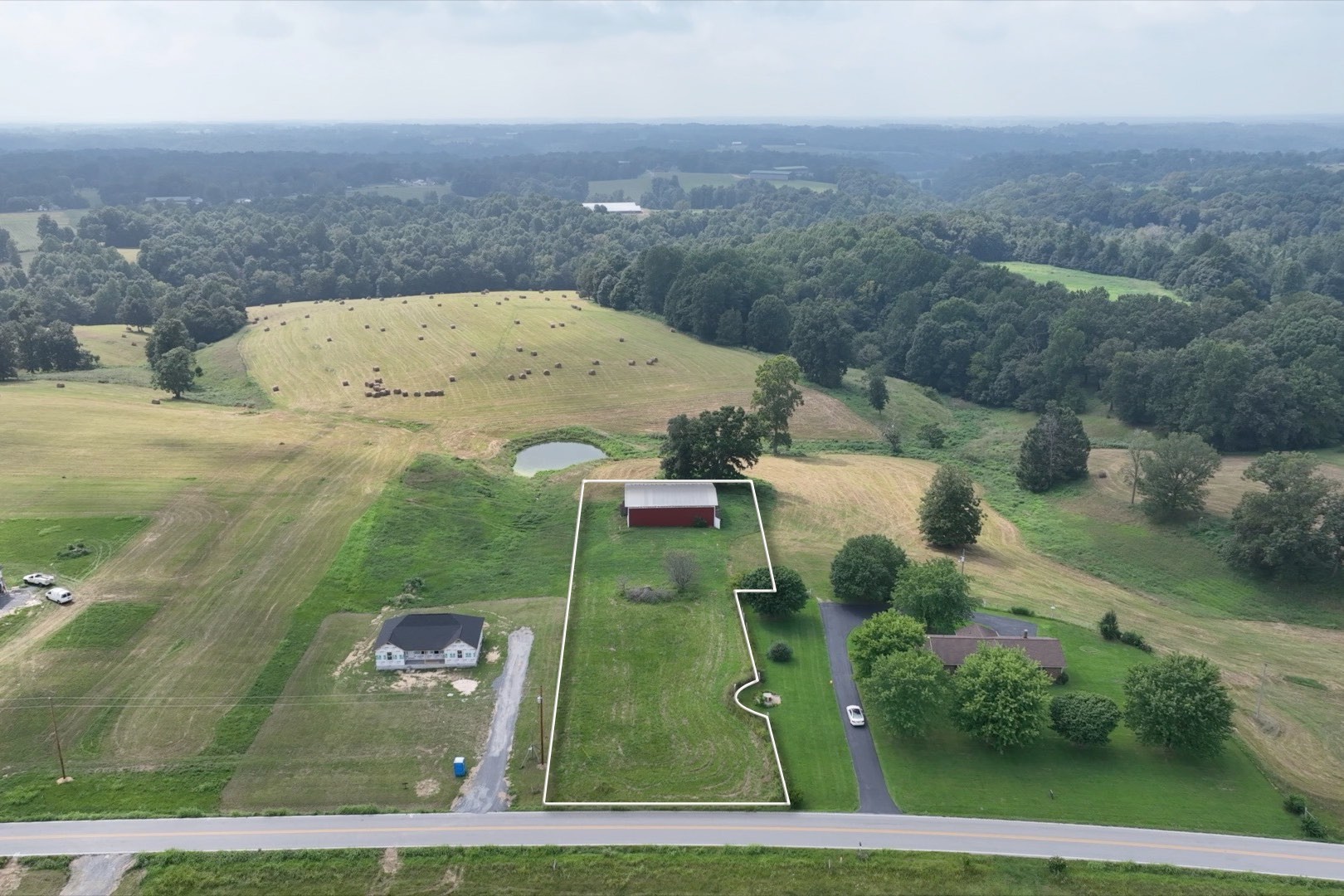 an aerial view of a house