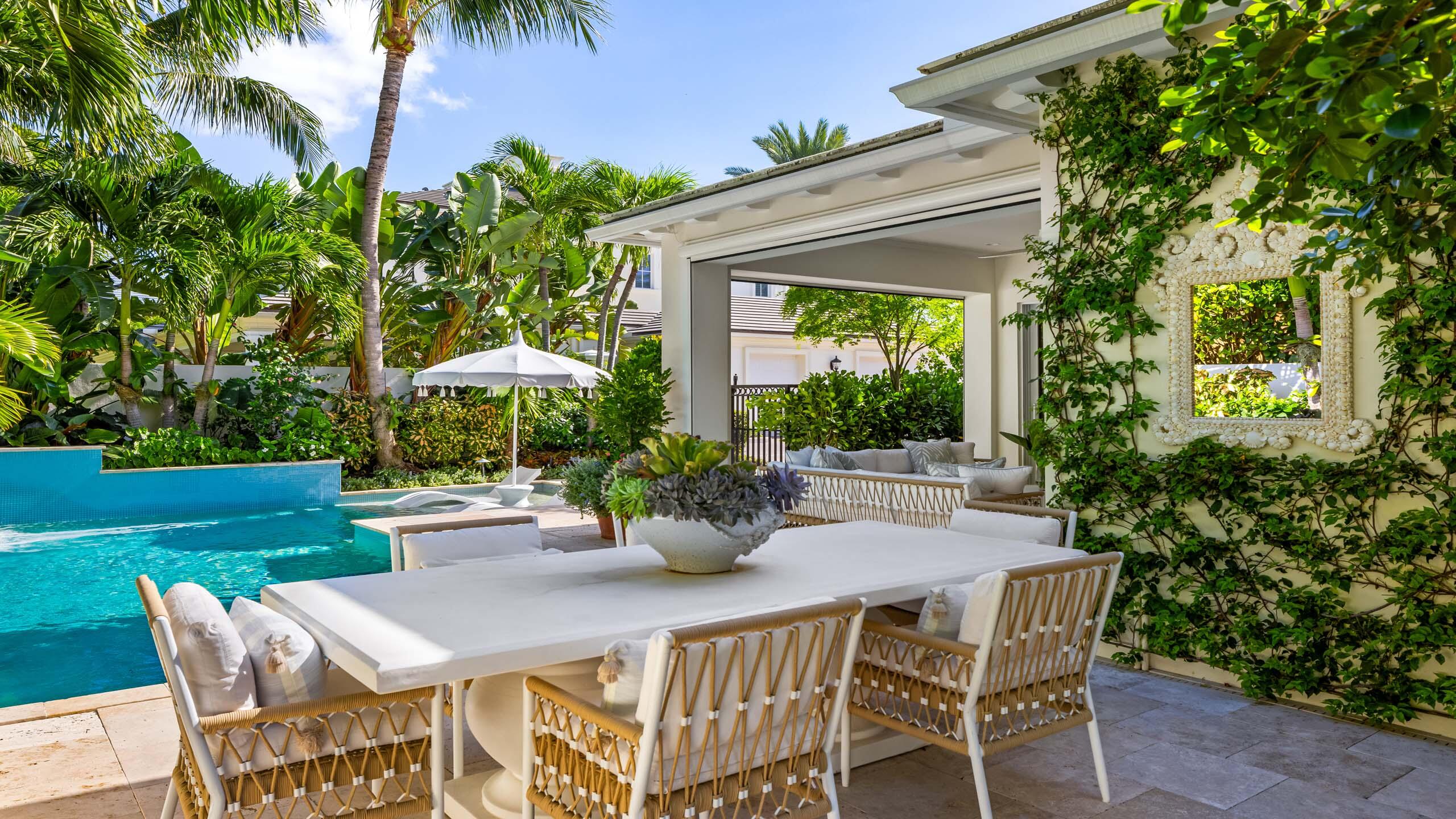 a table and chairs in patio