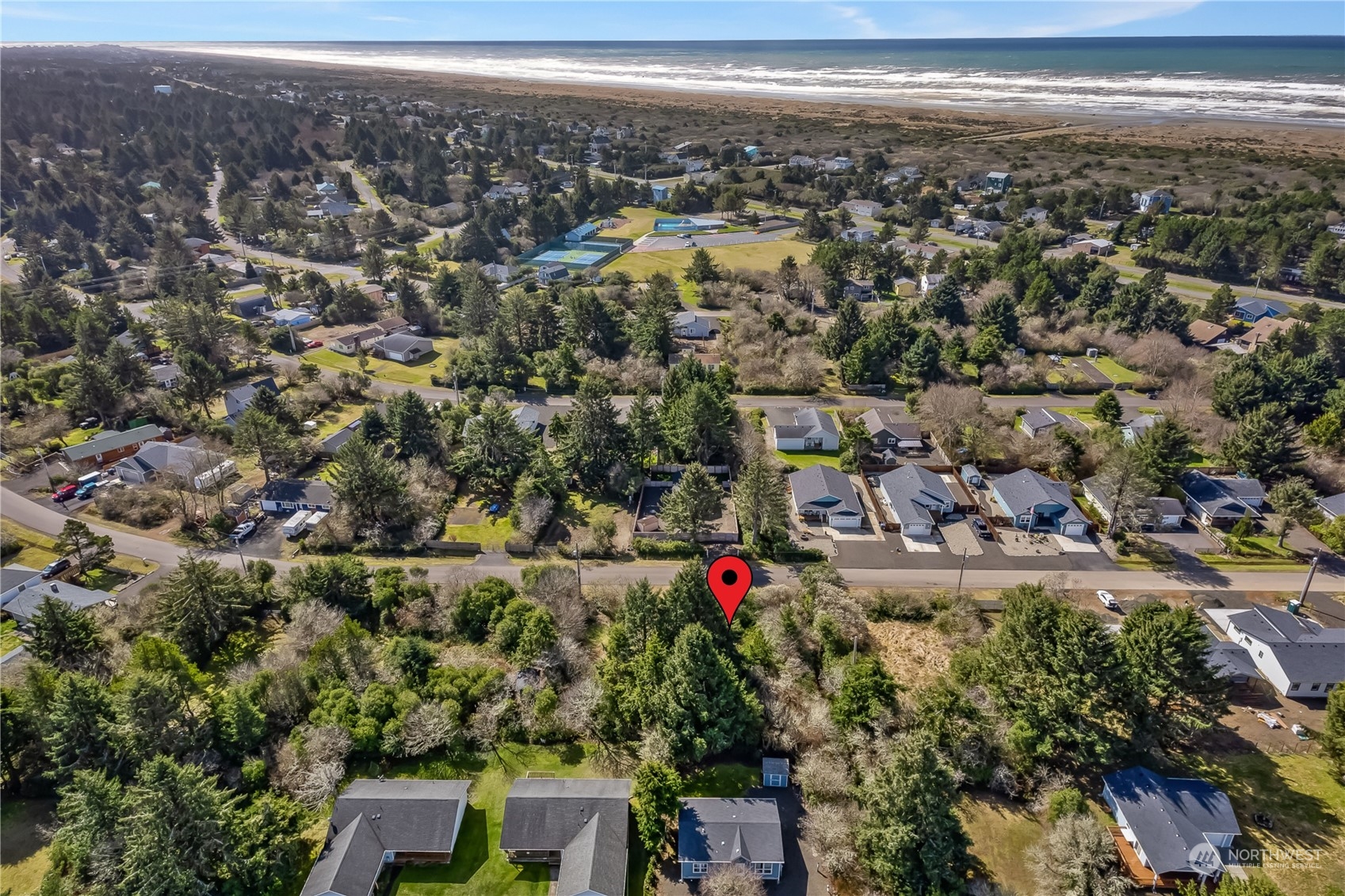 an aerial view of multiple house