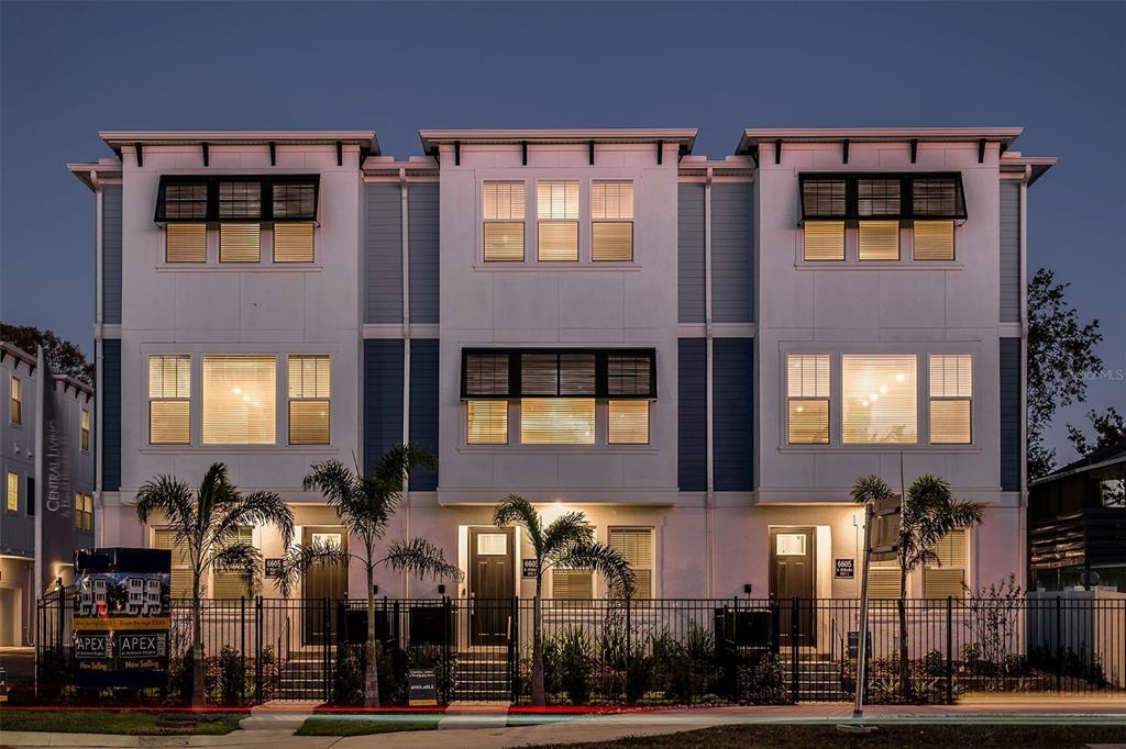 a front view of a multi story residential apartment building