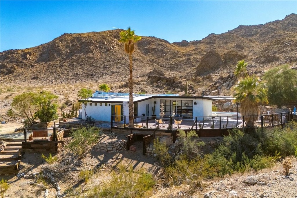 a view of a house with a mountain view