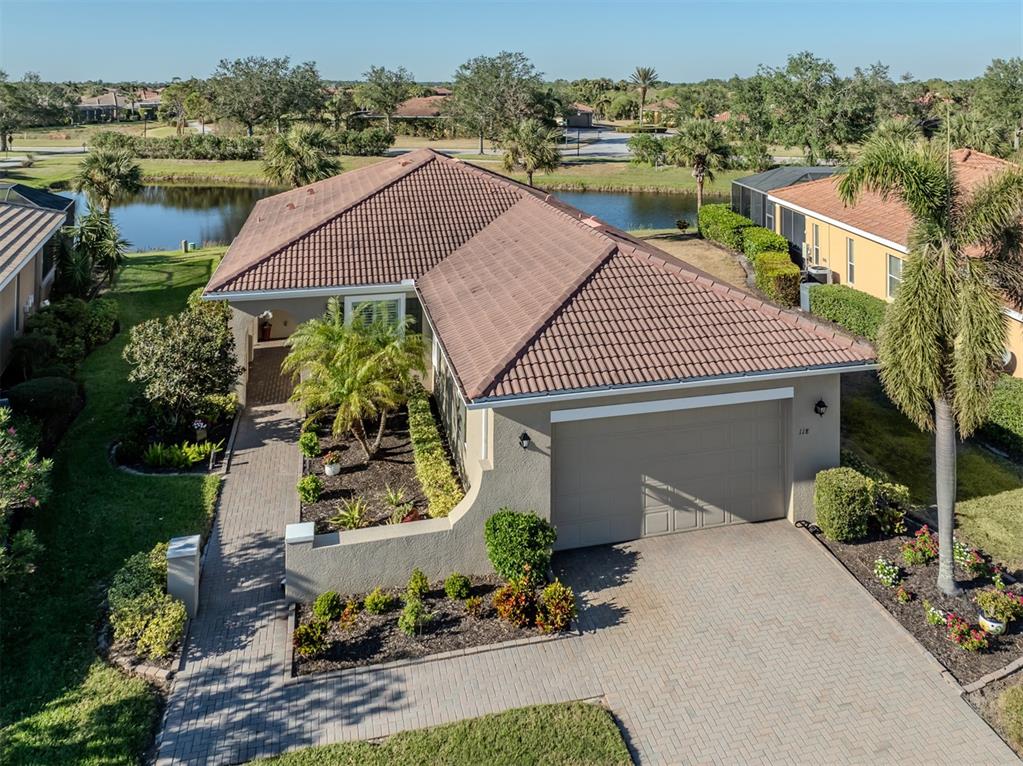 an aerial view of a house