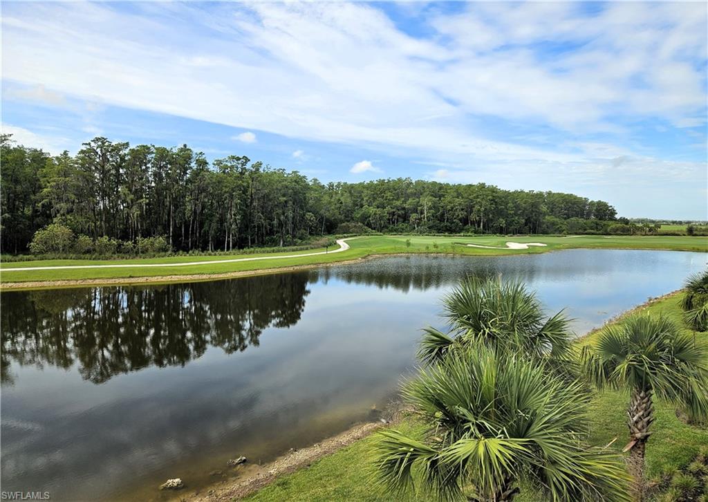 a view of a lake with a big yard