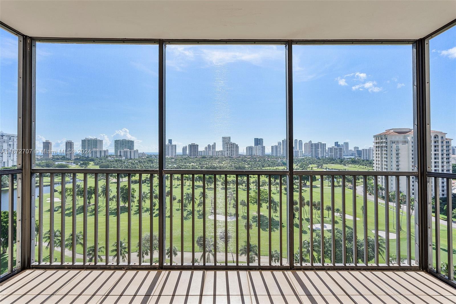 a view of a city from a balcony