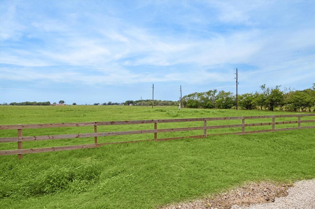 a view of a green field with clear sky