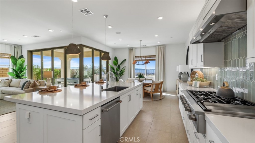 a large kitchen with lots of counter space