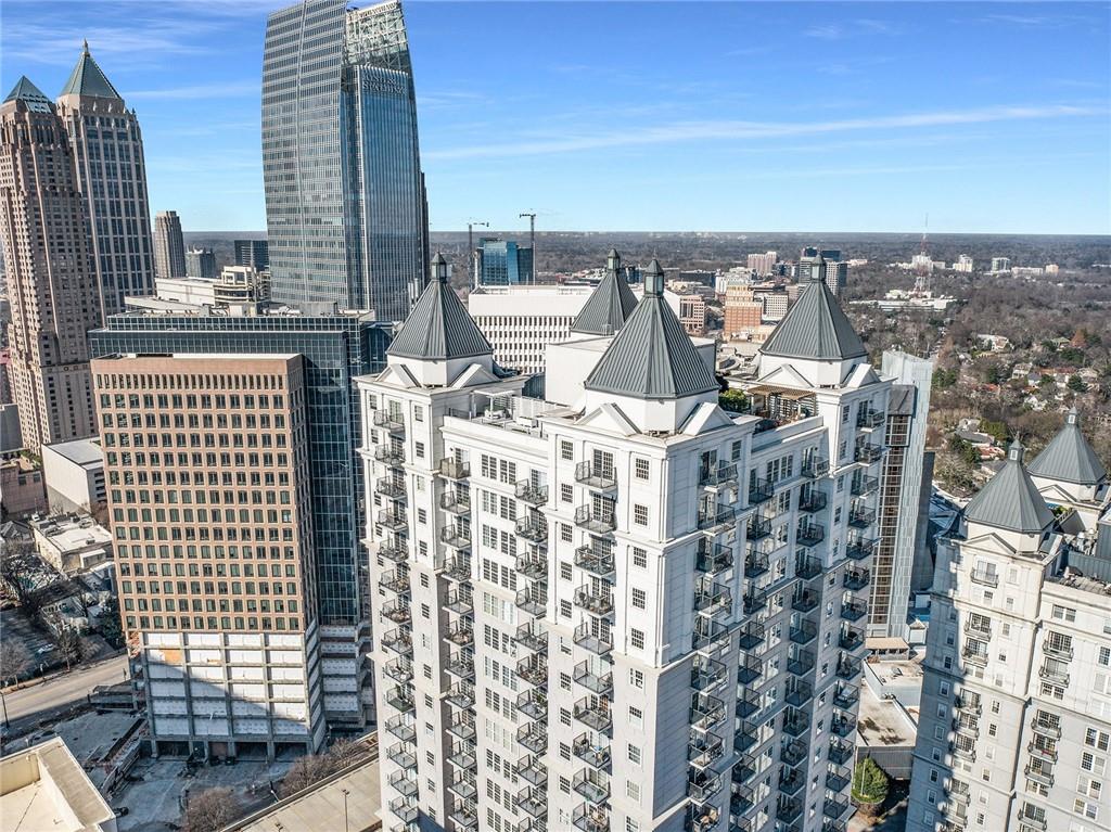 a view of a city with tall buildings