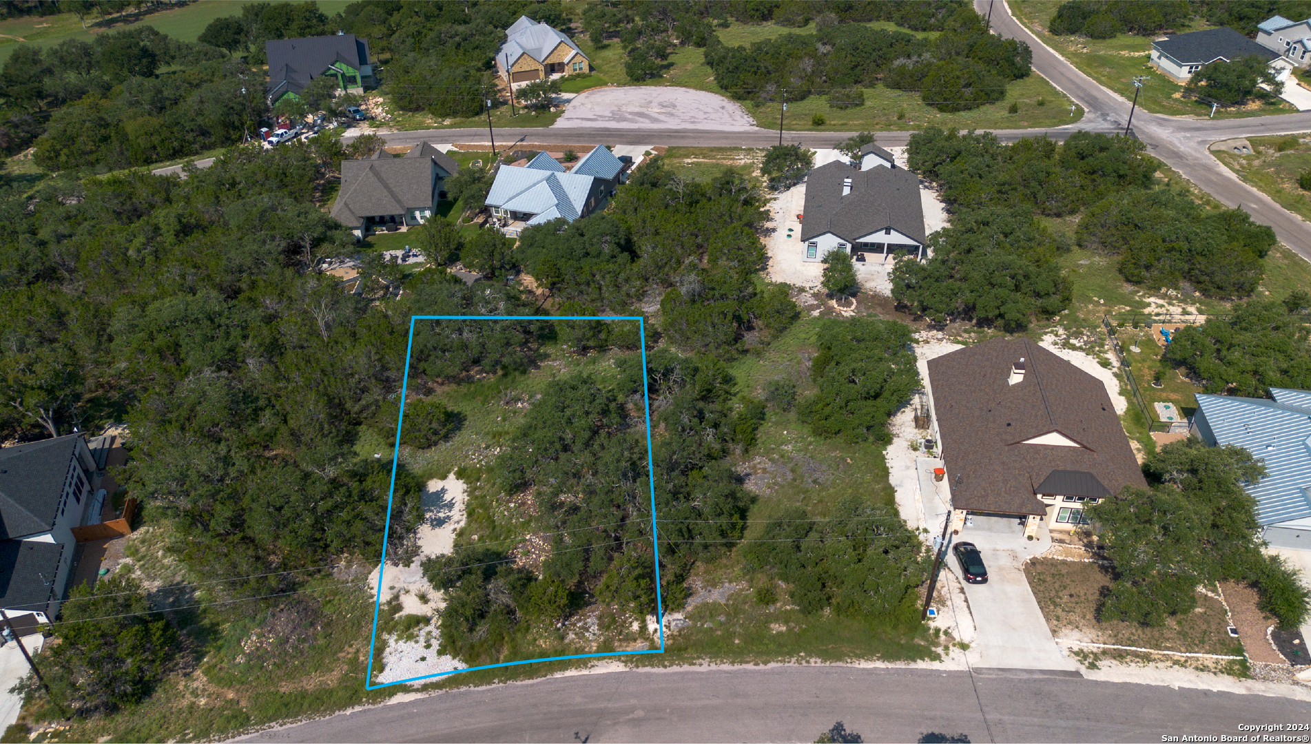 an aerial view of a house