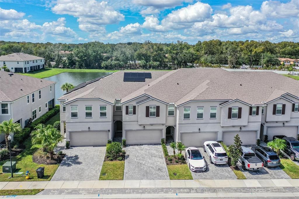 an aerial view of a house