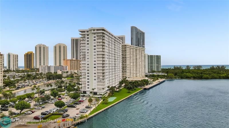 a view of a city with tall buildings