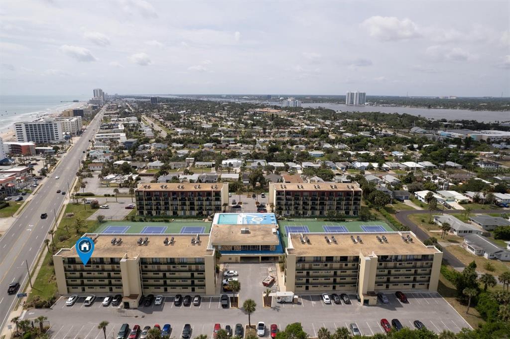 an aerial view of a city