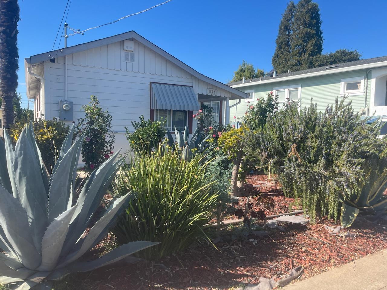 a view of a house with a backyard