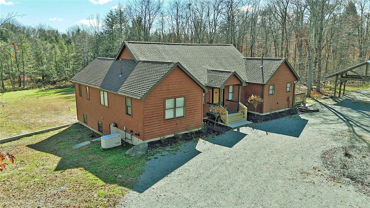 an aerial view of a house