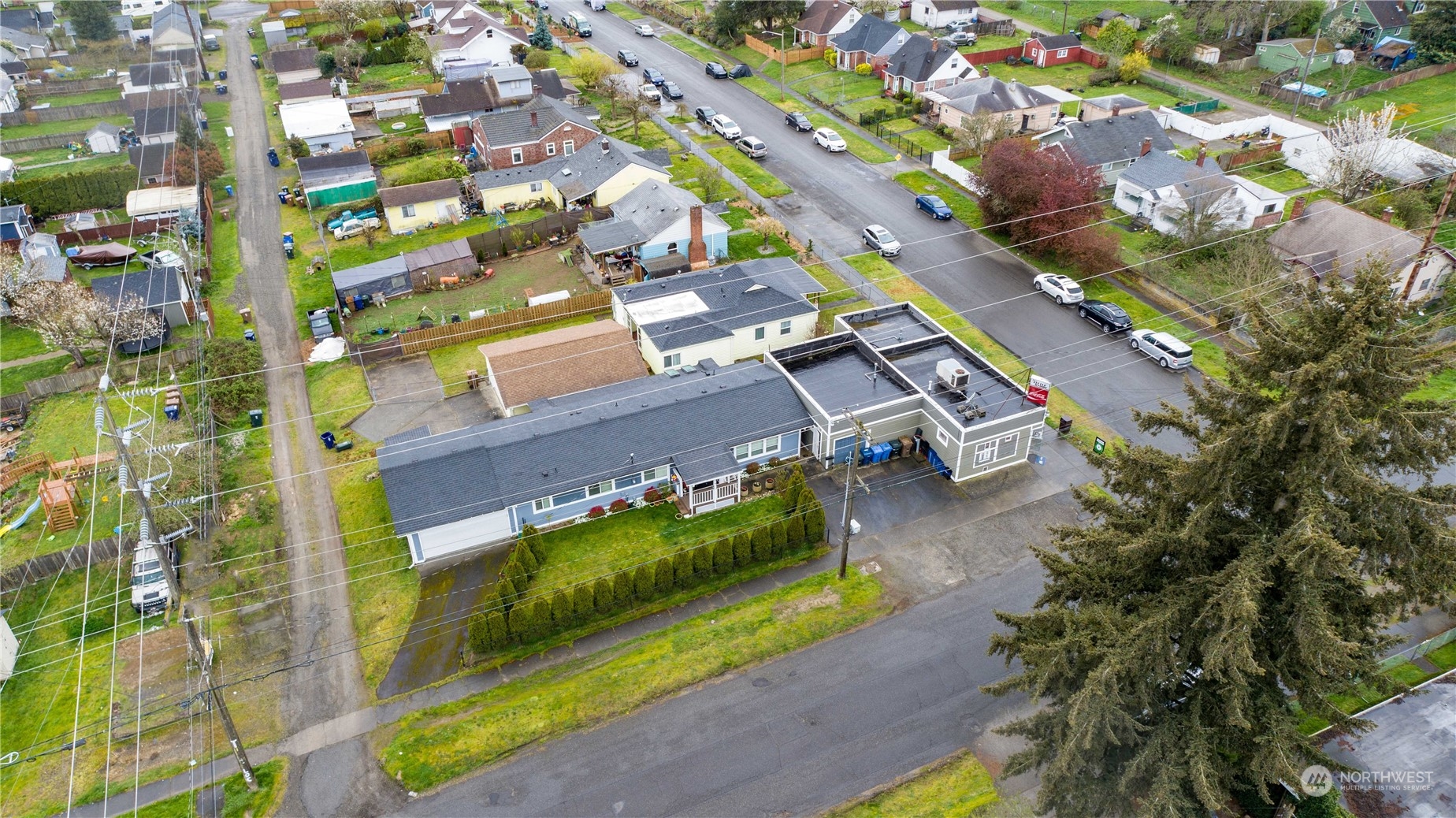 an aerial view of a house