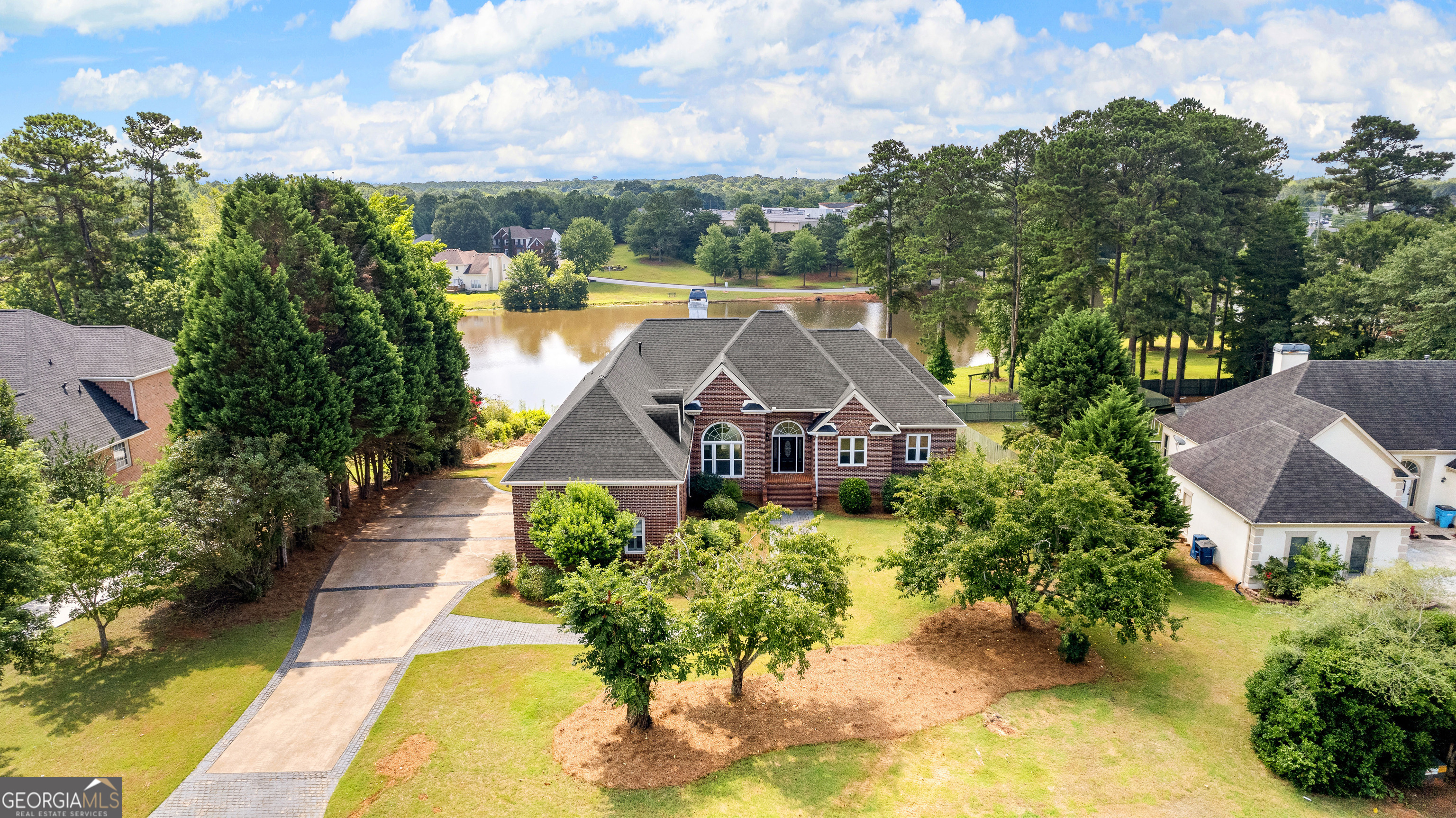 an aerial view of a house