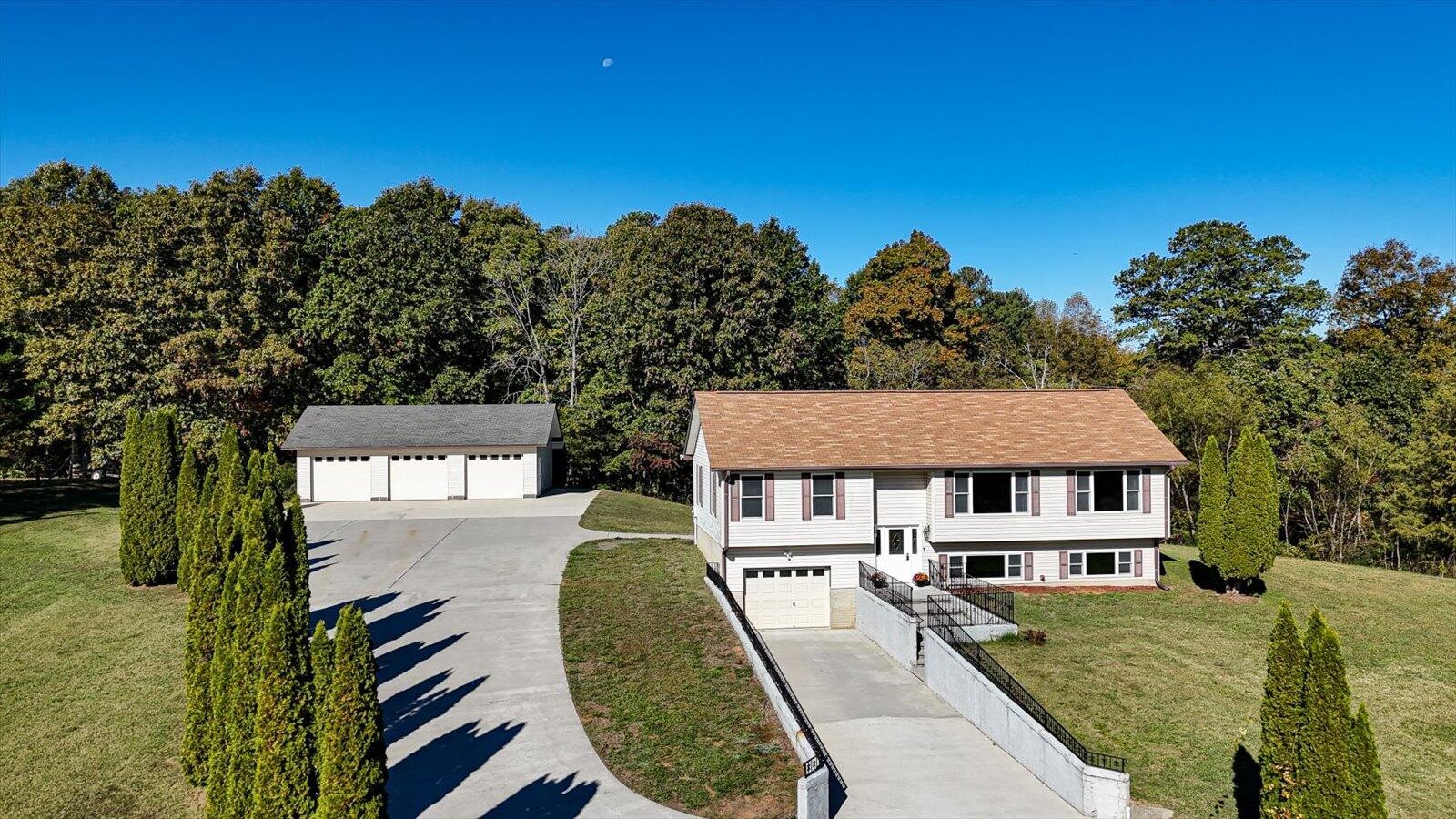 an aerial view of a house