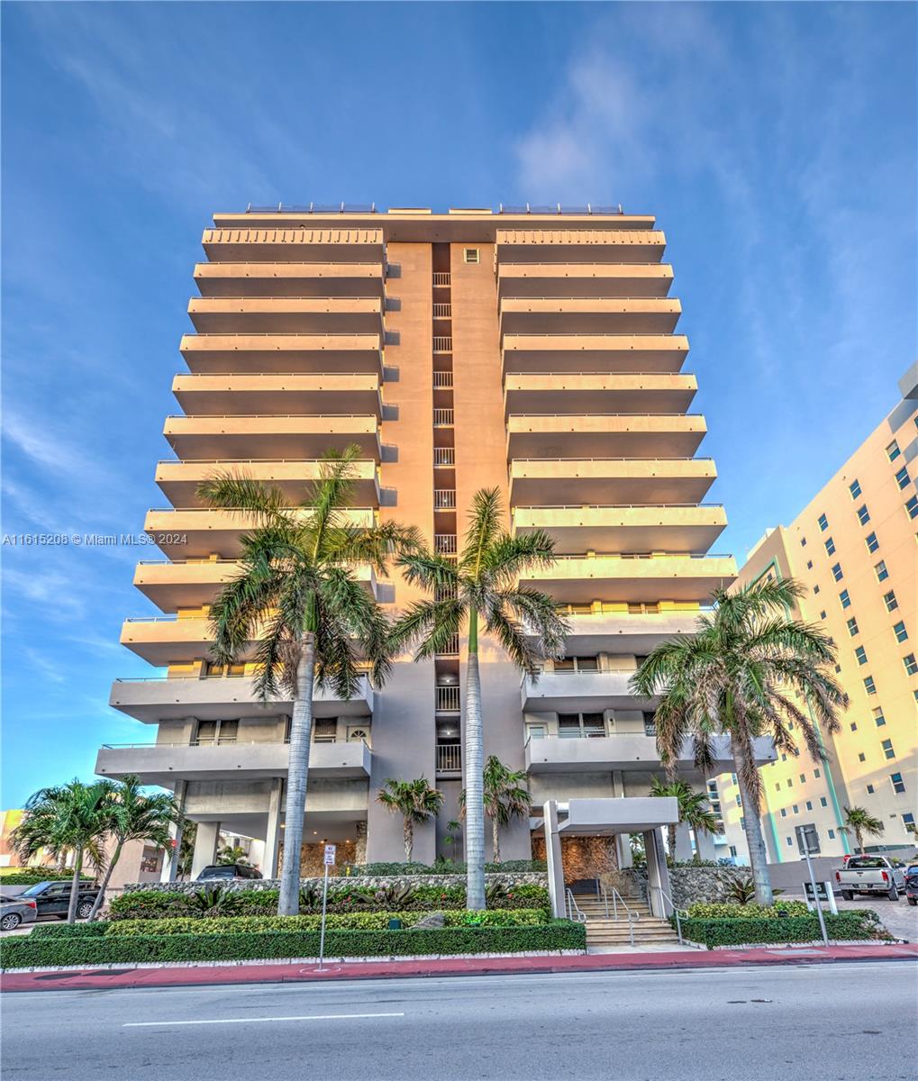 a front view of a multi story building