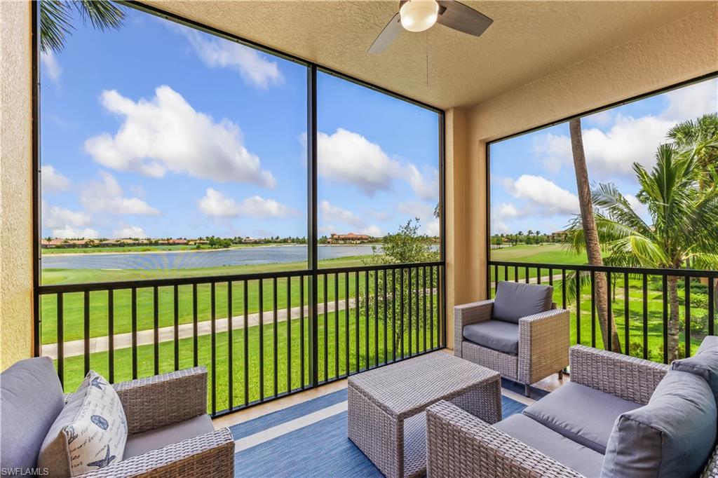 a balcony with furniture