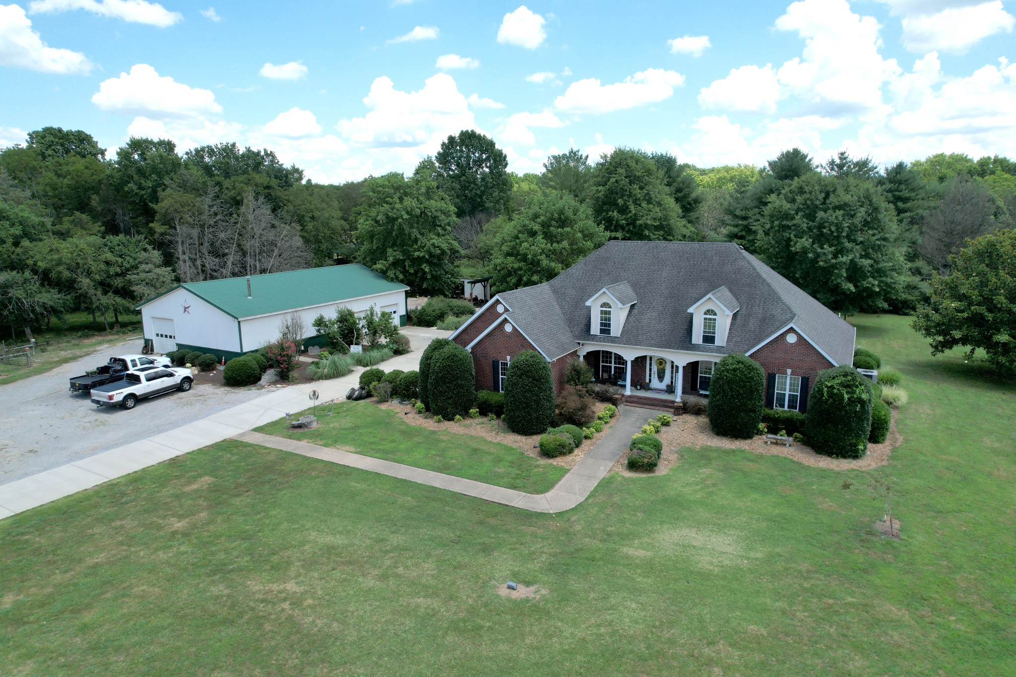 an aerial view of a house