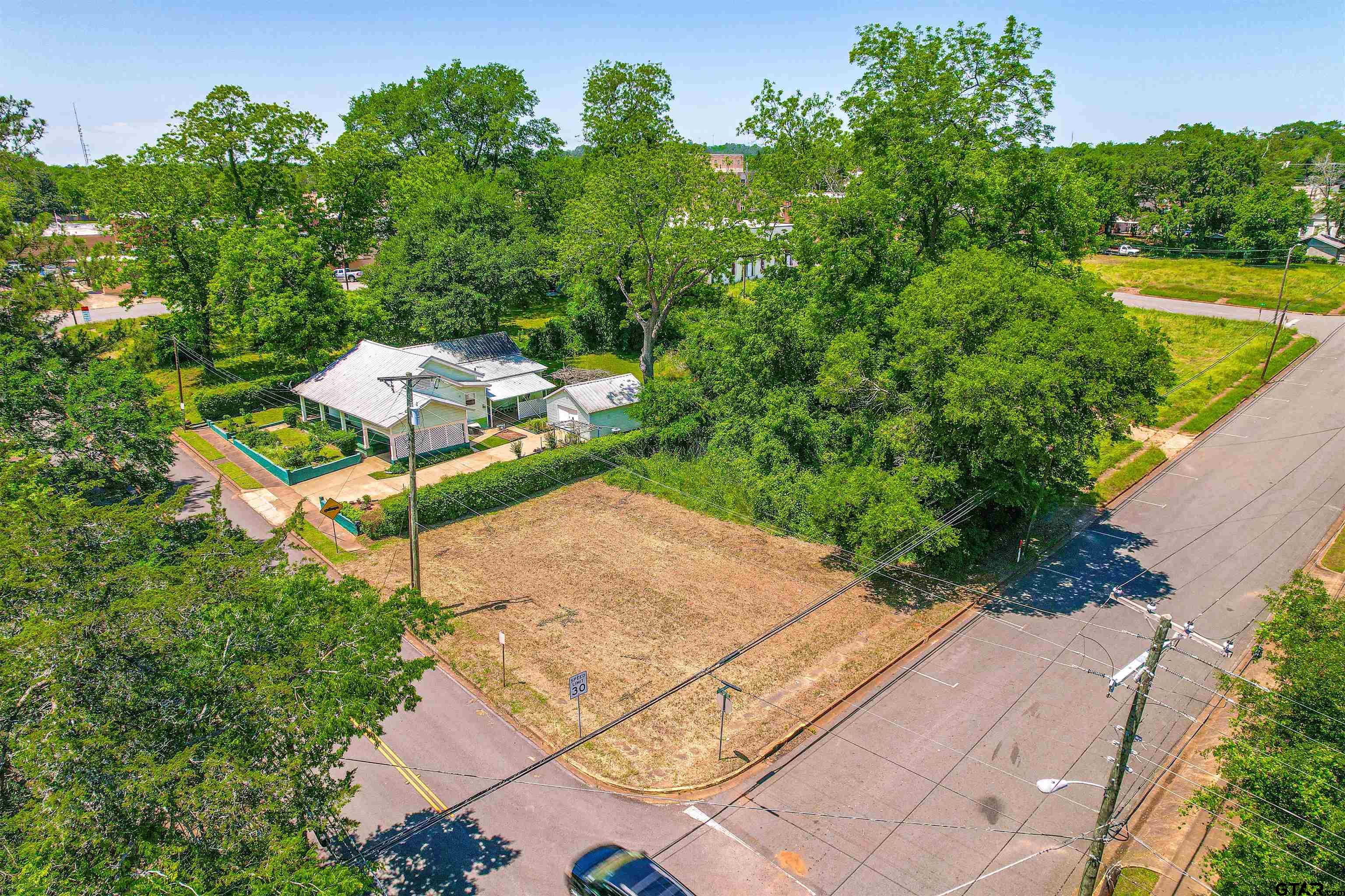 an aerial view of a house