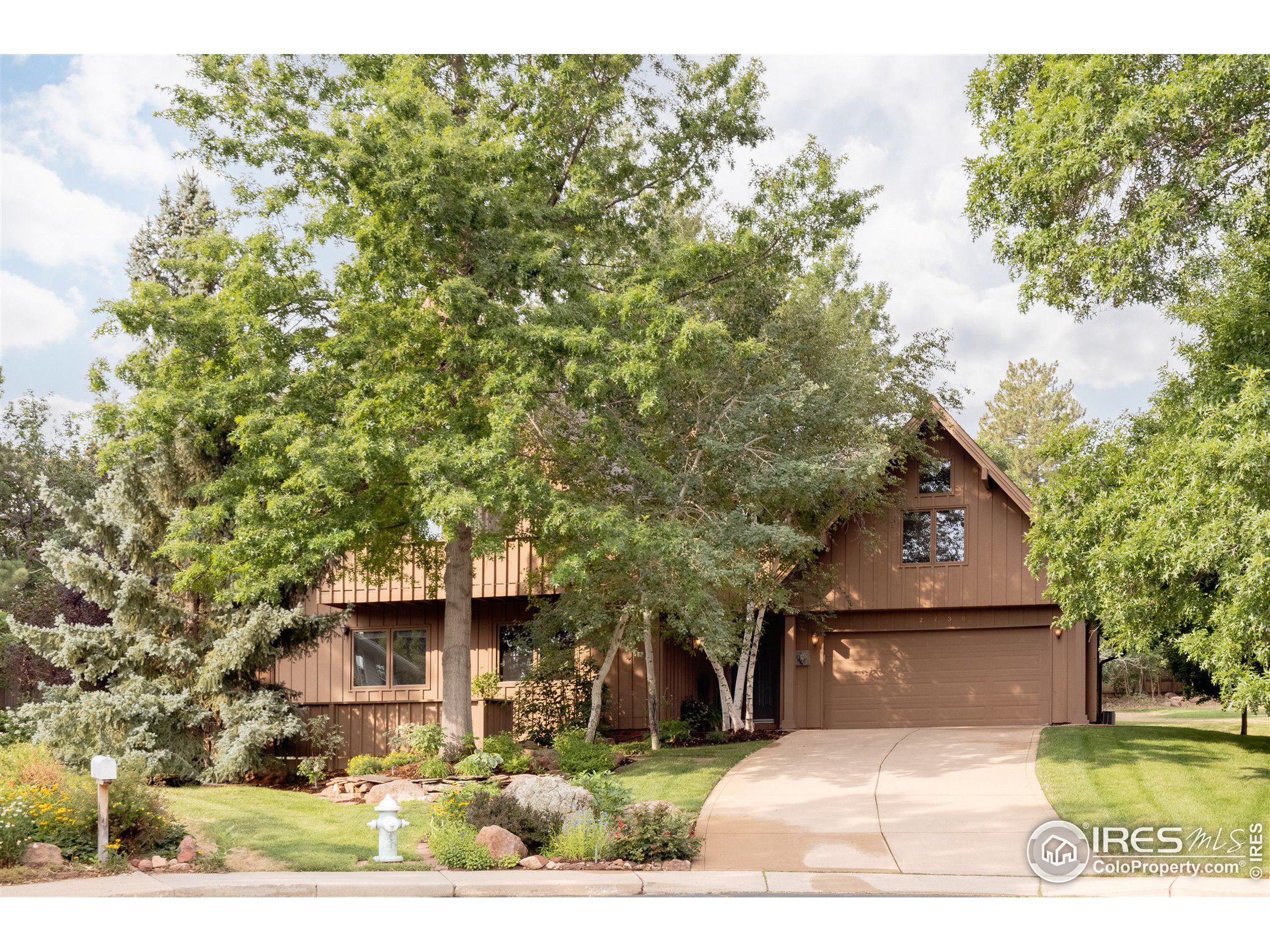 front view of a house with a tree