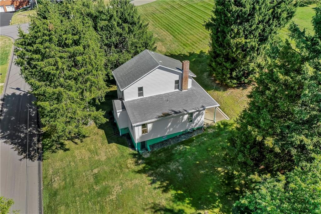 an aerial view of a house