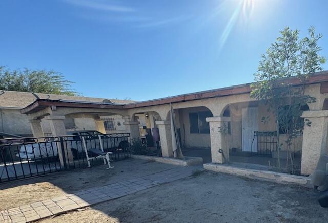 a view of a house with a patio