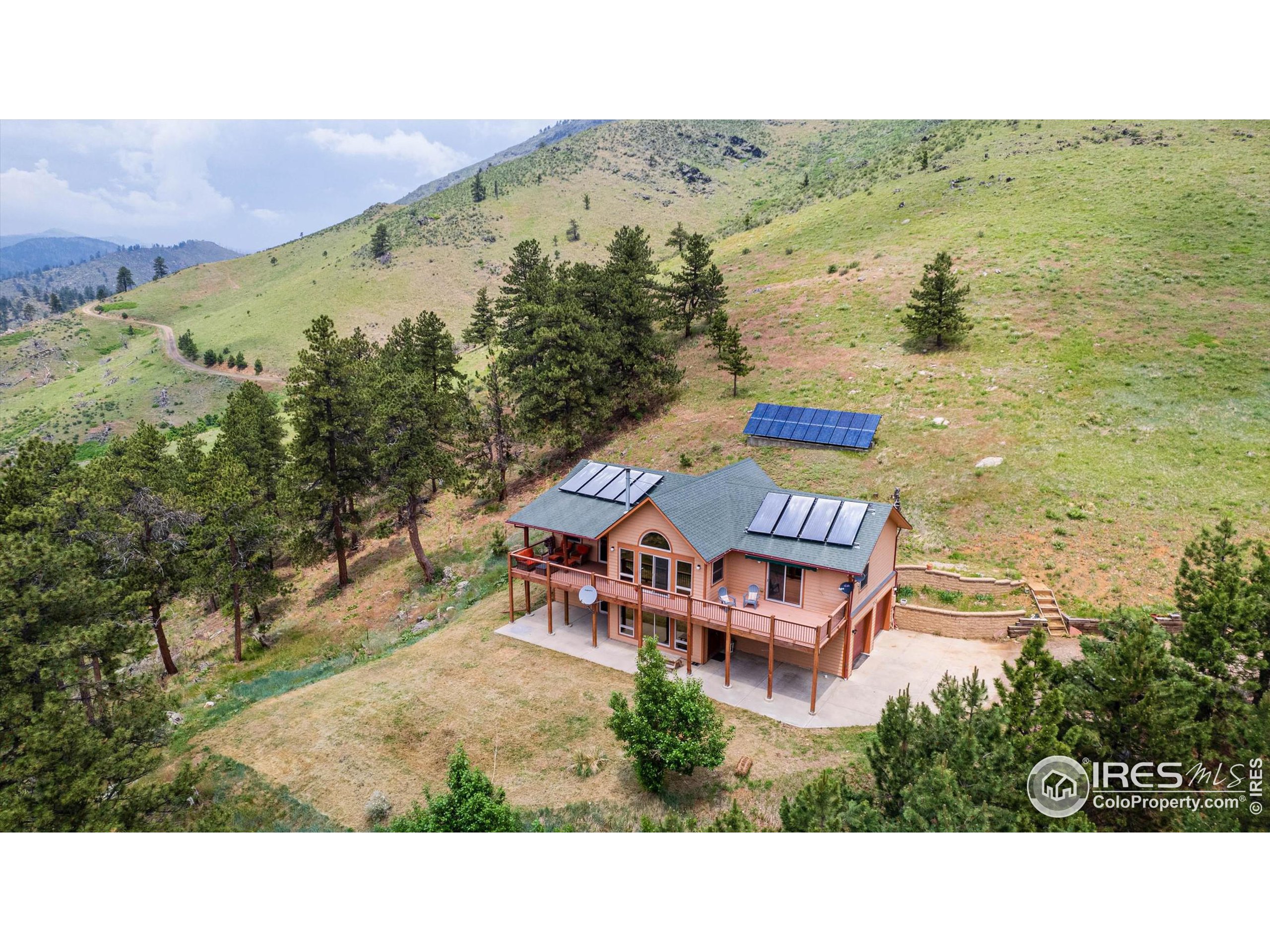 a aerial view of a house with a garden