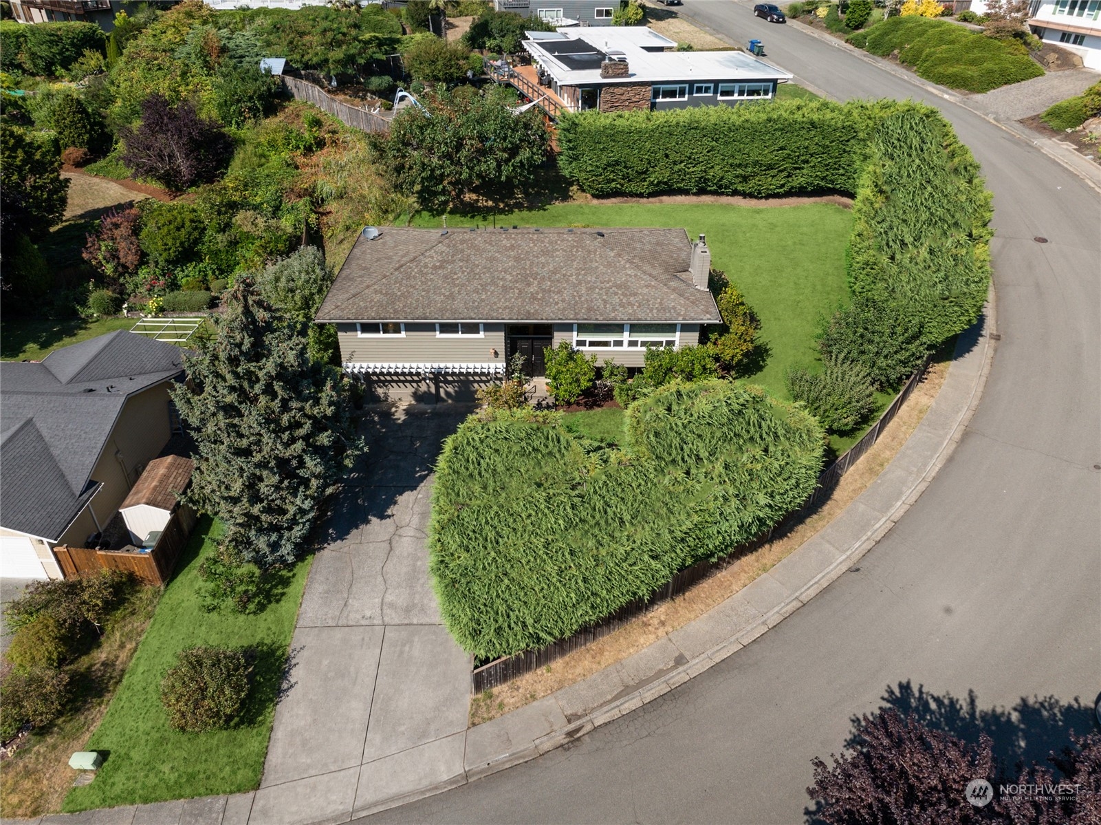 an aerial view of a house