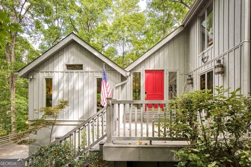 Front of the Home. Solid wood door sourced from New Orleans.