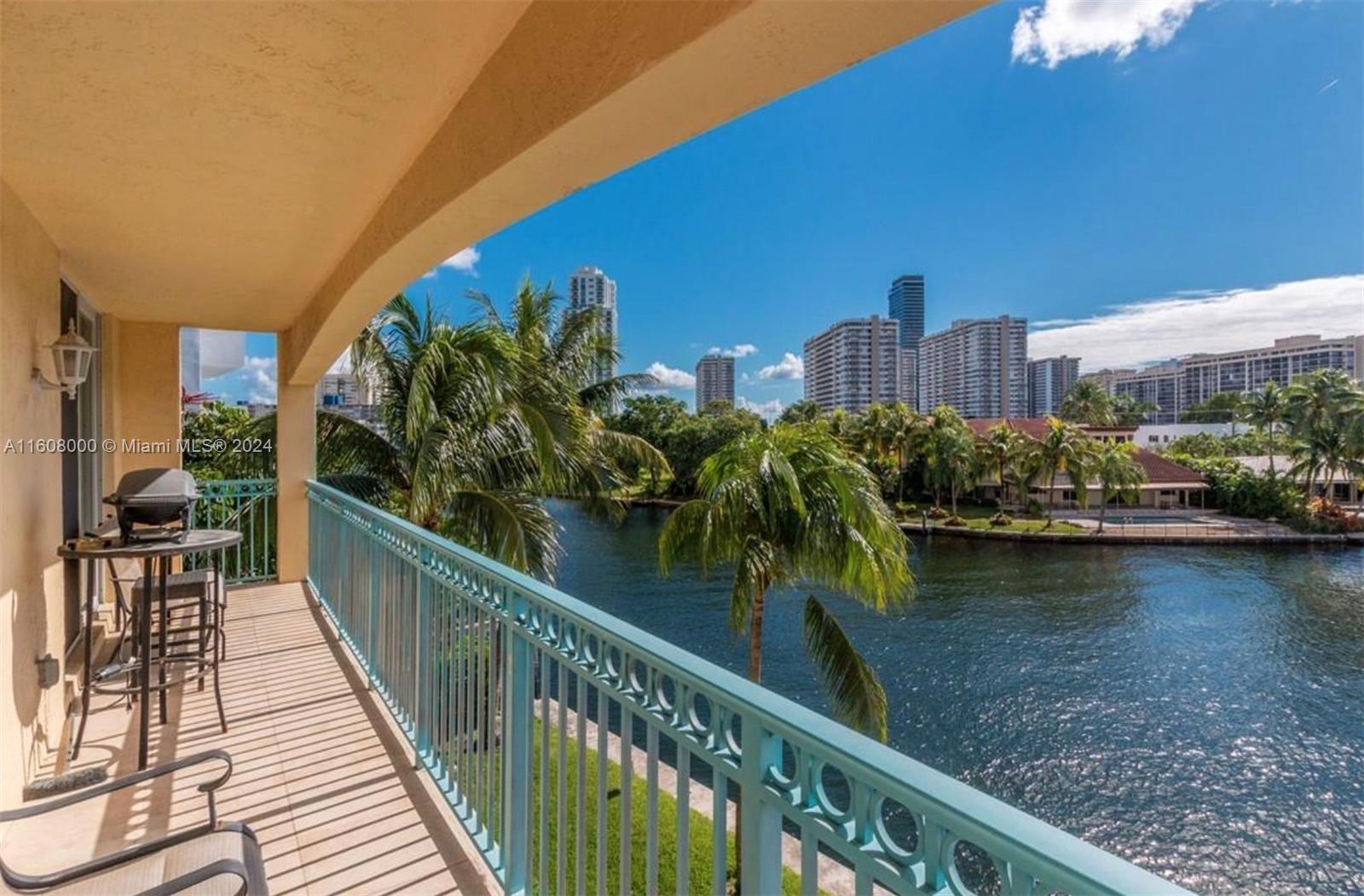 a view of a balcony with lake view