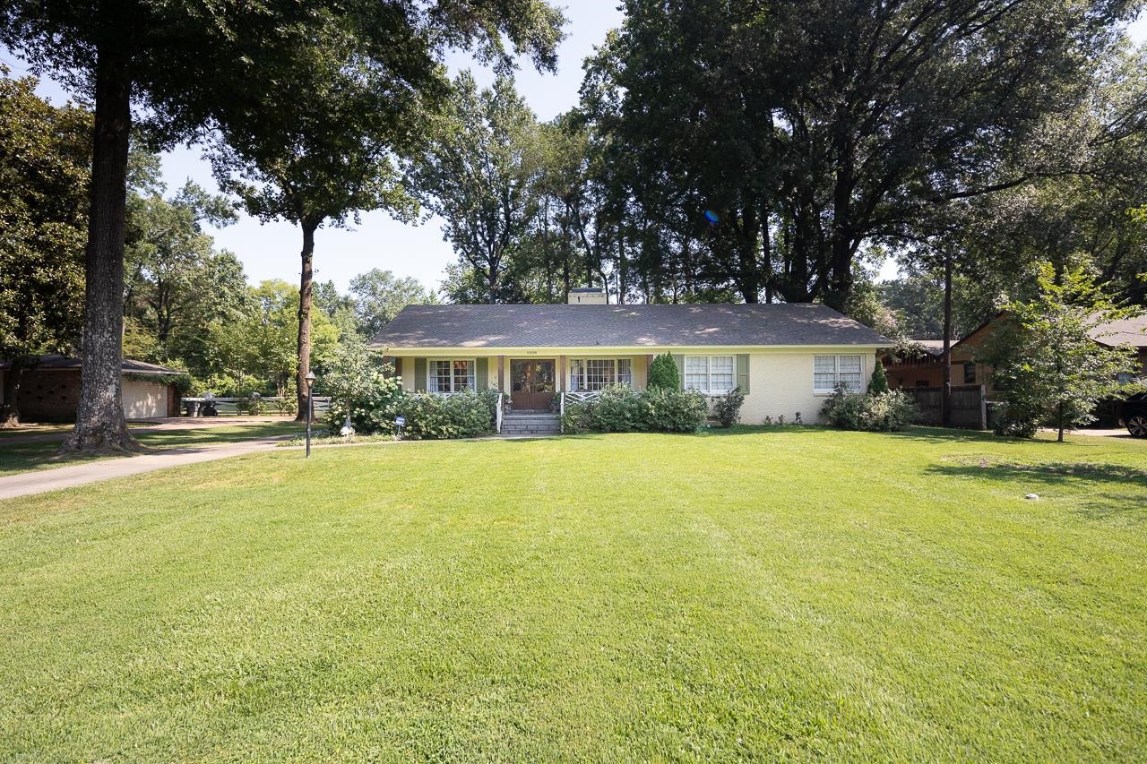 Ranch-style home featuring a front lawn