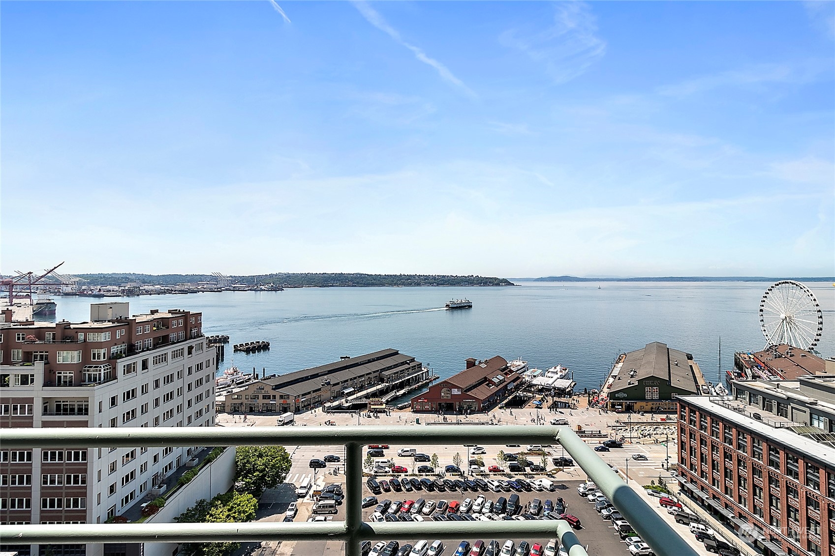 a view of a lake from a balcony