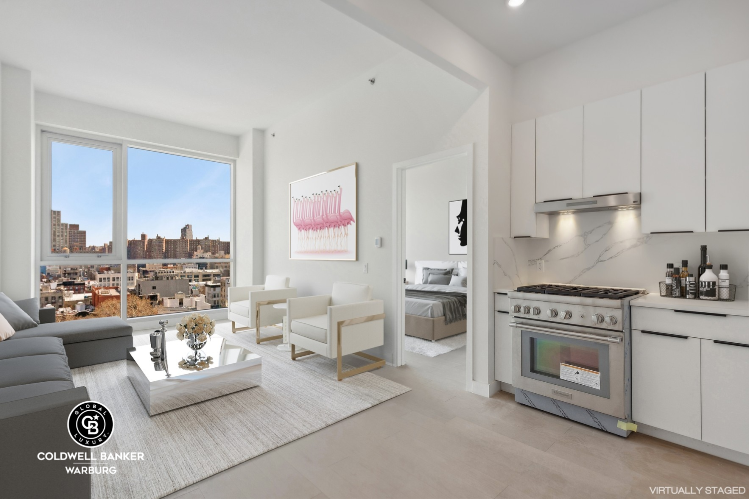 a kitchen with stainless steel appliances granite countertop a stove and a refrigerator