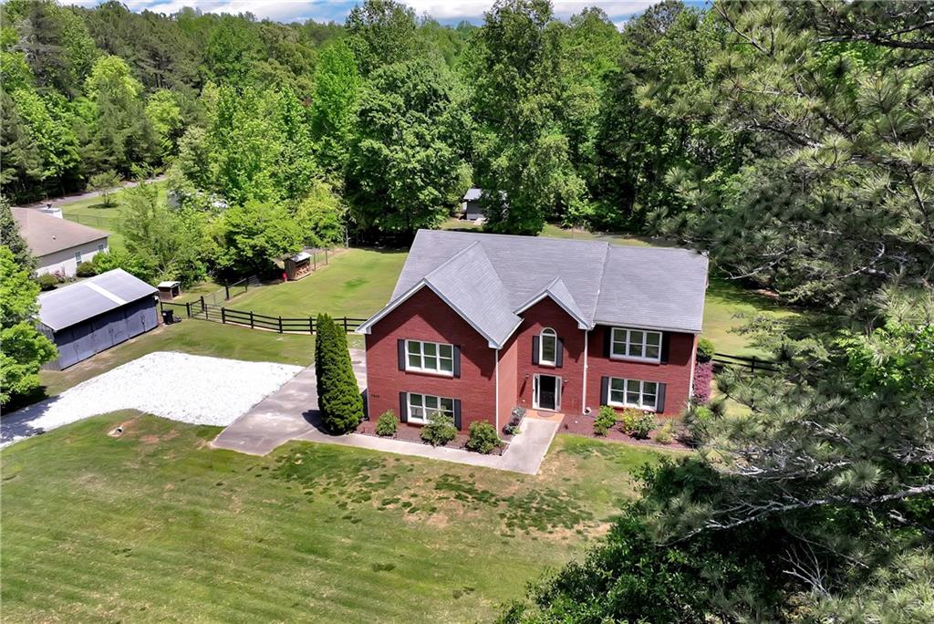 an aerial view of a house