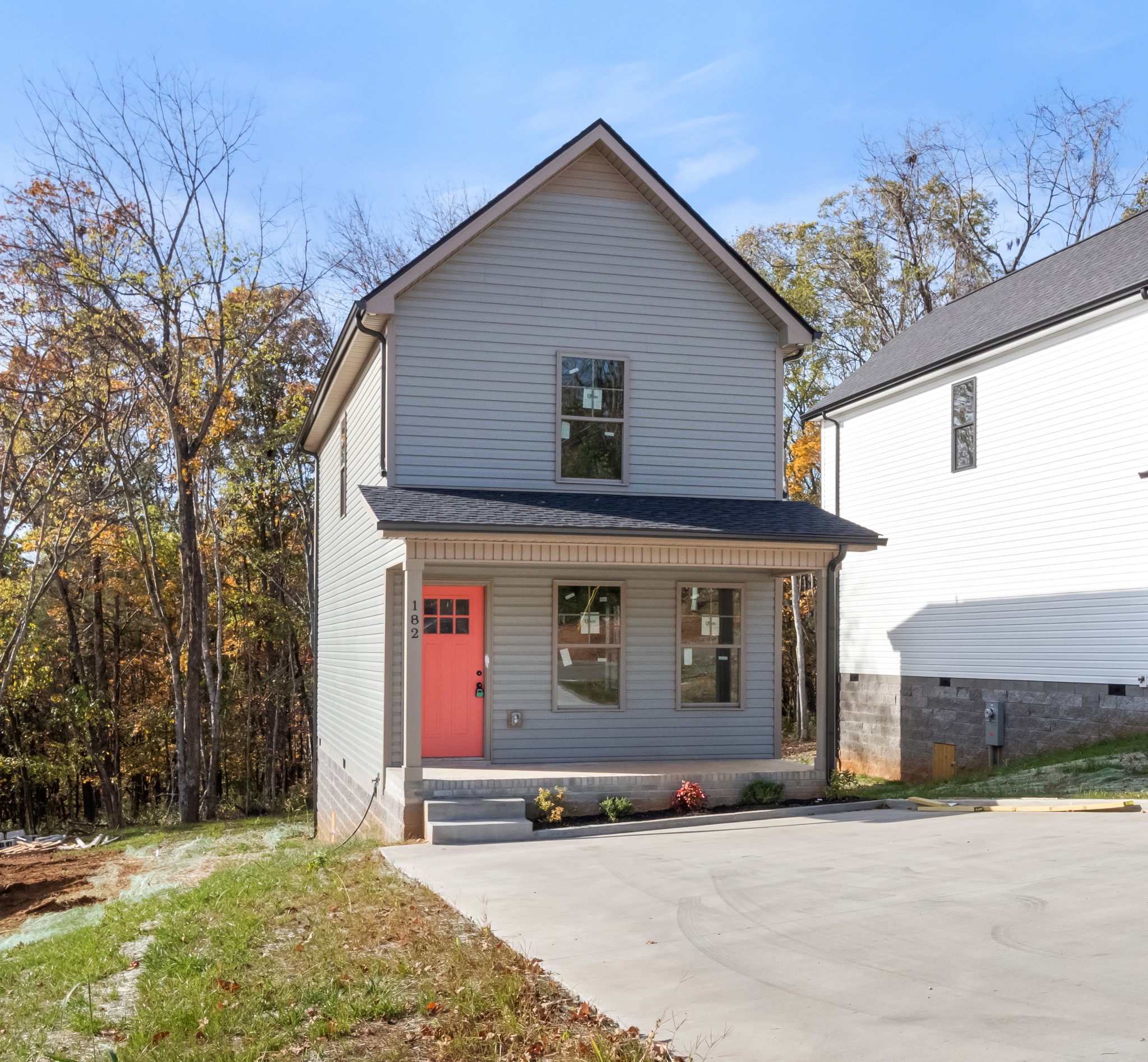 a view of a house with a garage