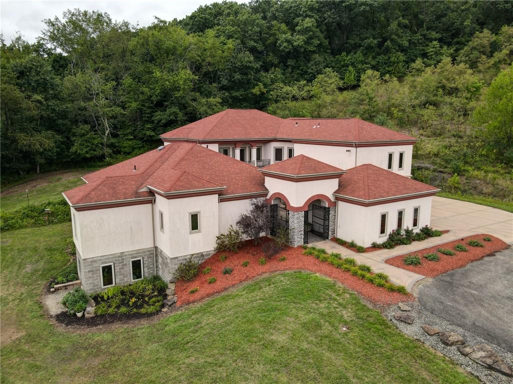 an aerial view of a house