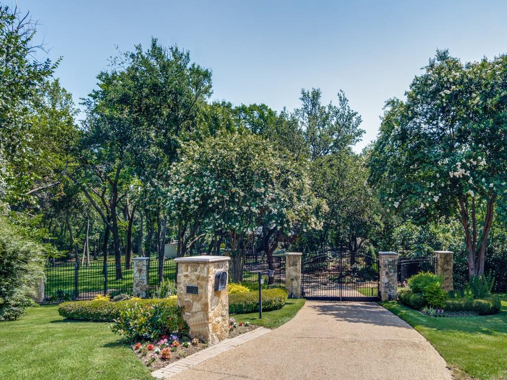 a garden view with a seating space