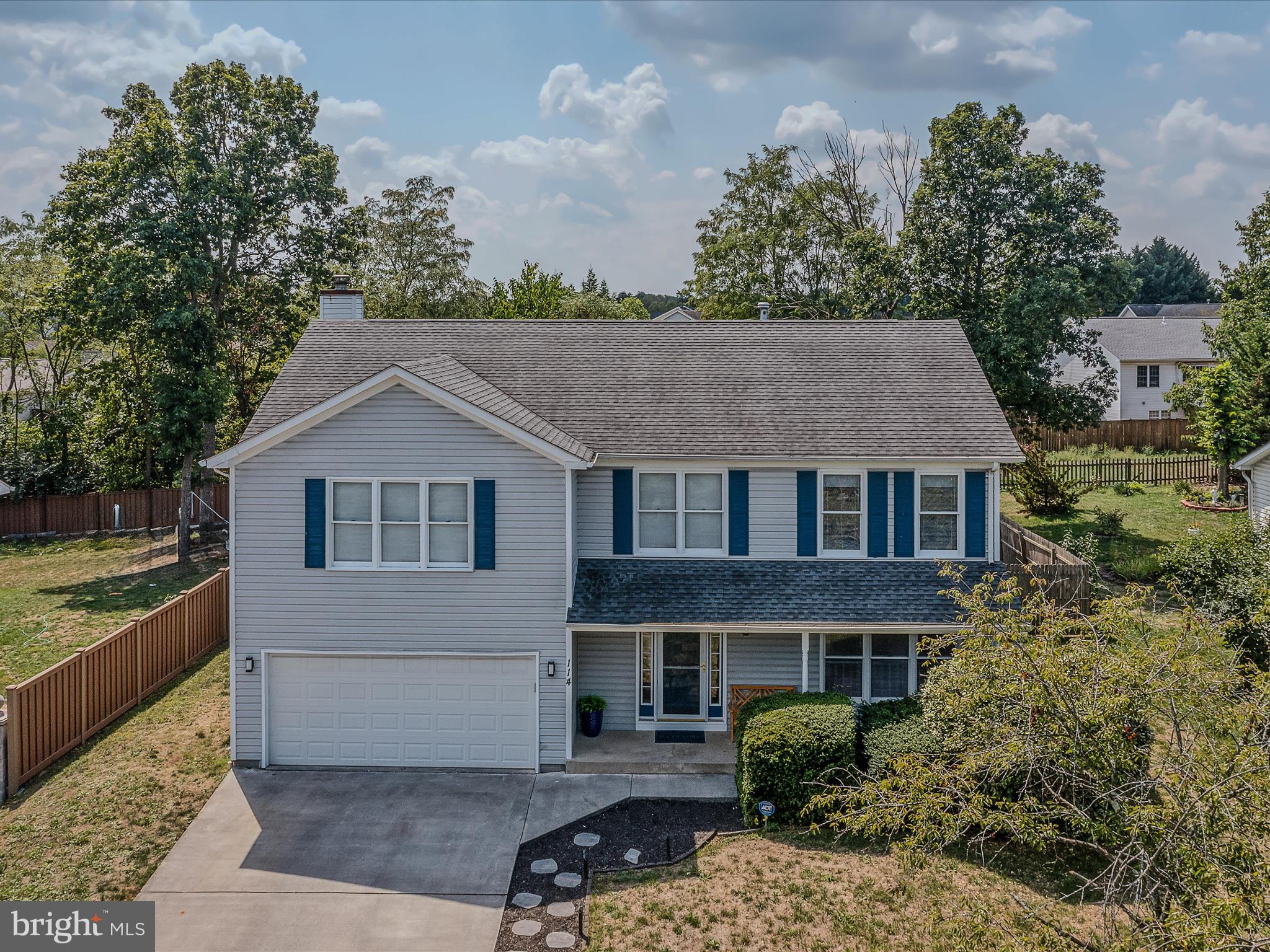 a aerial view of a house yard