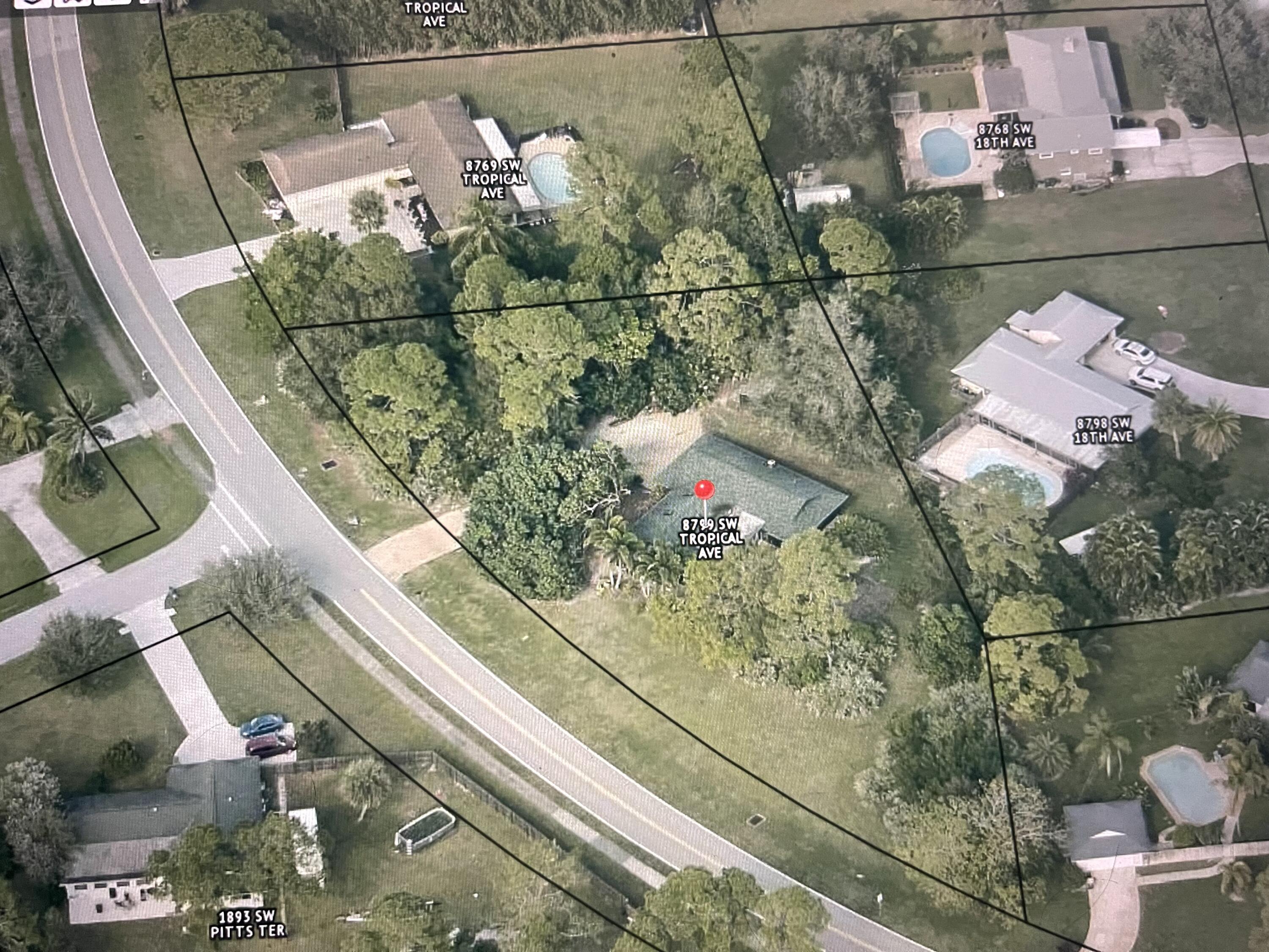 an aerial view of a house