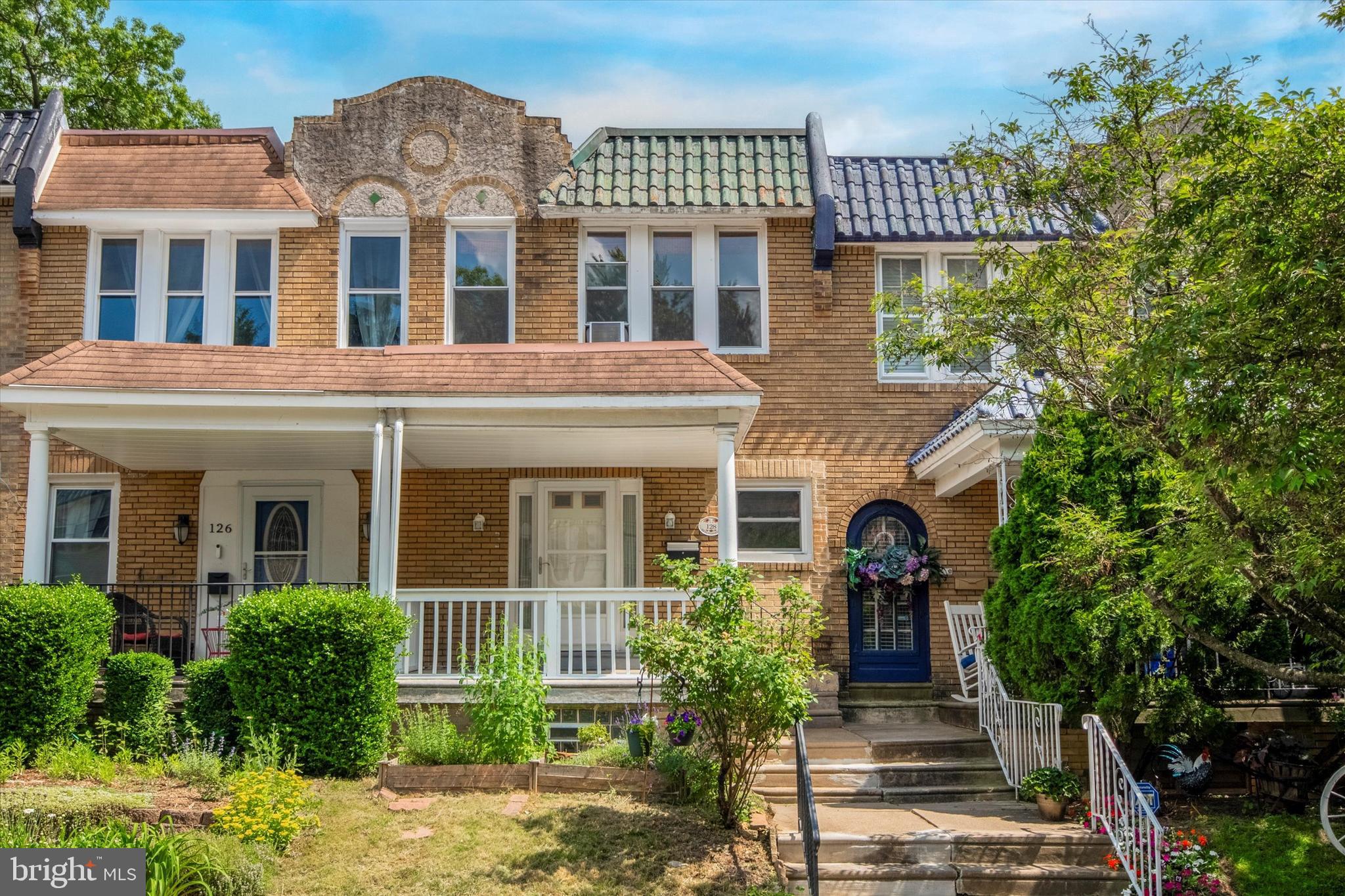 front view of a brick house