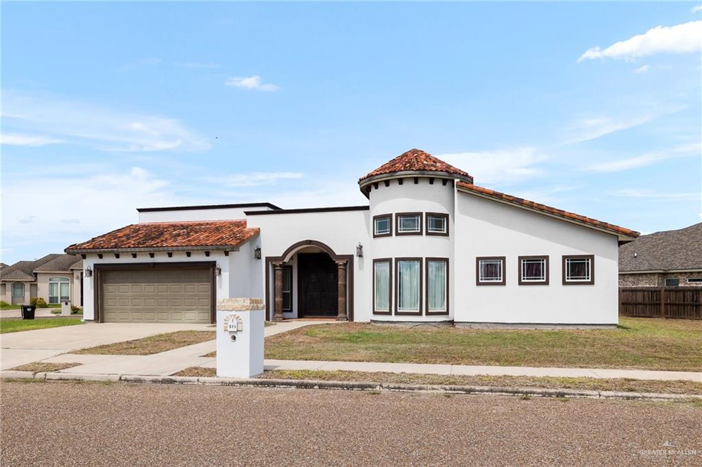 a front view of a house with a space